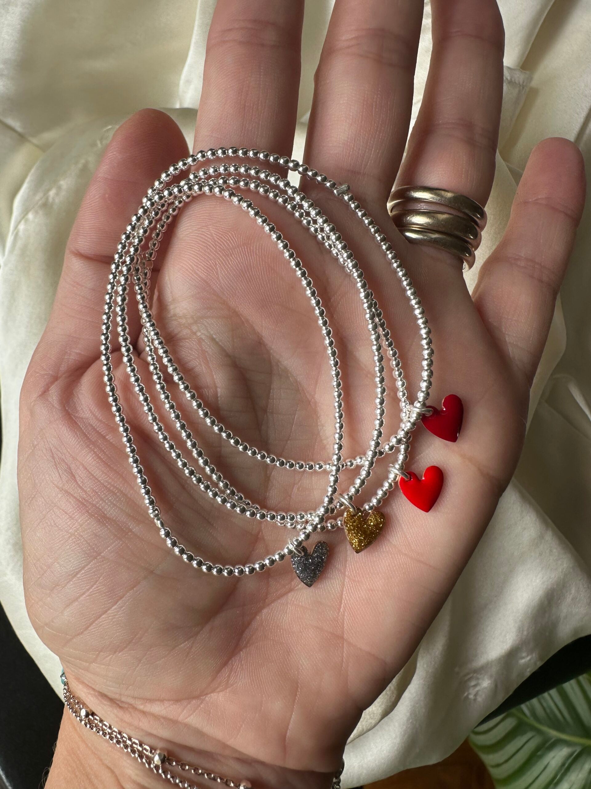 Braccialetto cuore smalto o glitter