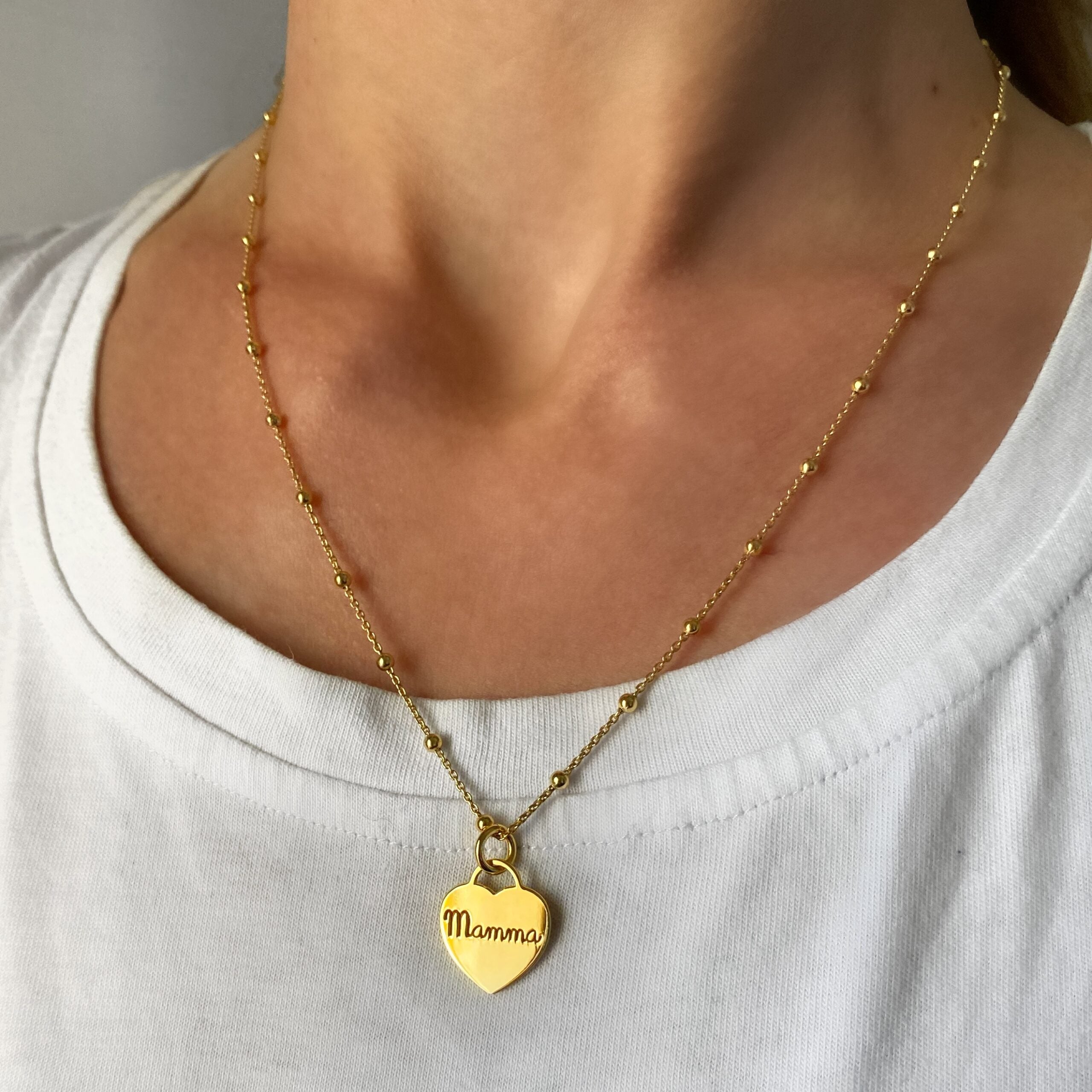 Collana cuore o stella medaglia incisa