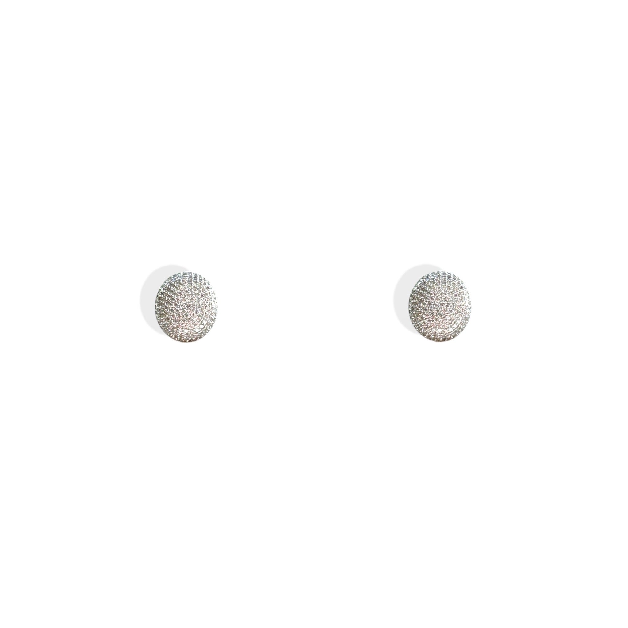 Orecchini bottone e zirconi bianchi  brass luxury