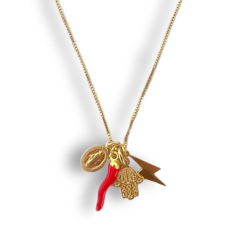 Collana multicharms portafortuna lettera liscia