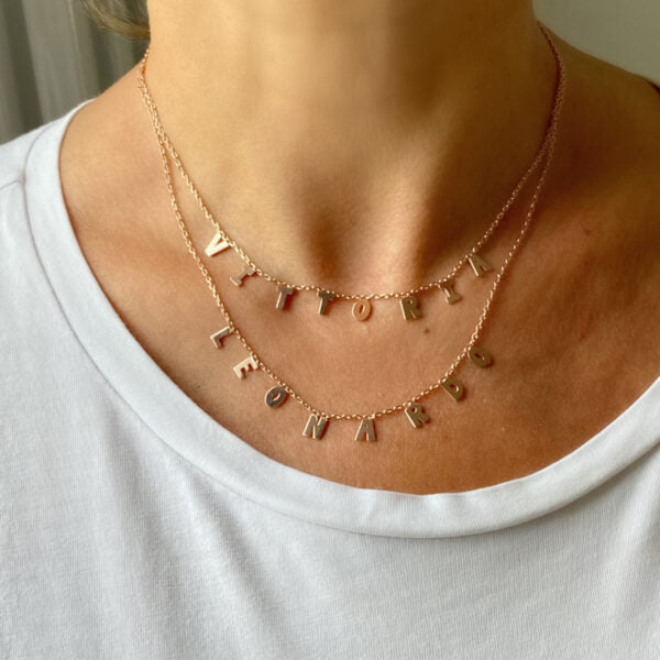 Collana nome singola o doppia lettere lisce