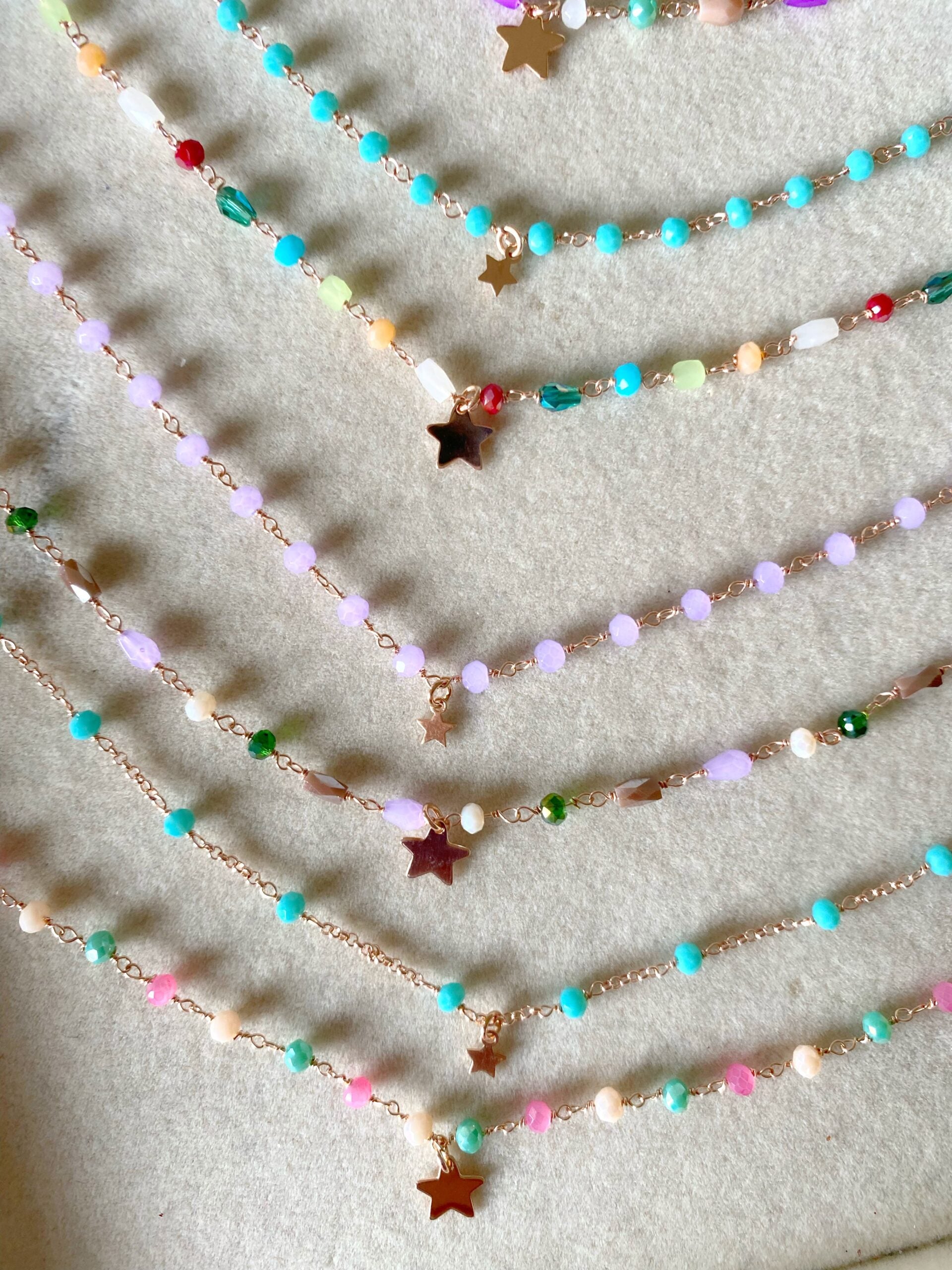Girocollo doppio cristalli colorati e stelle
