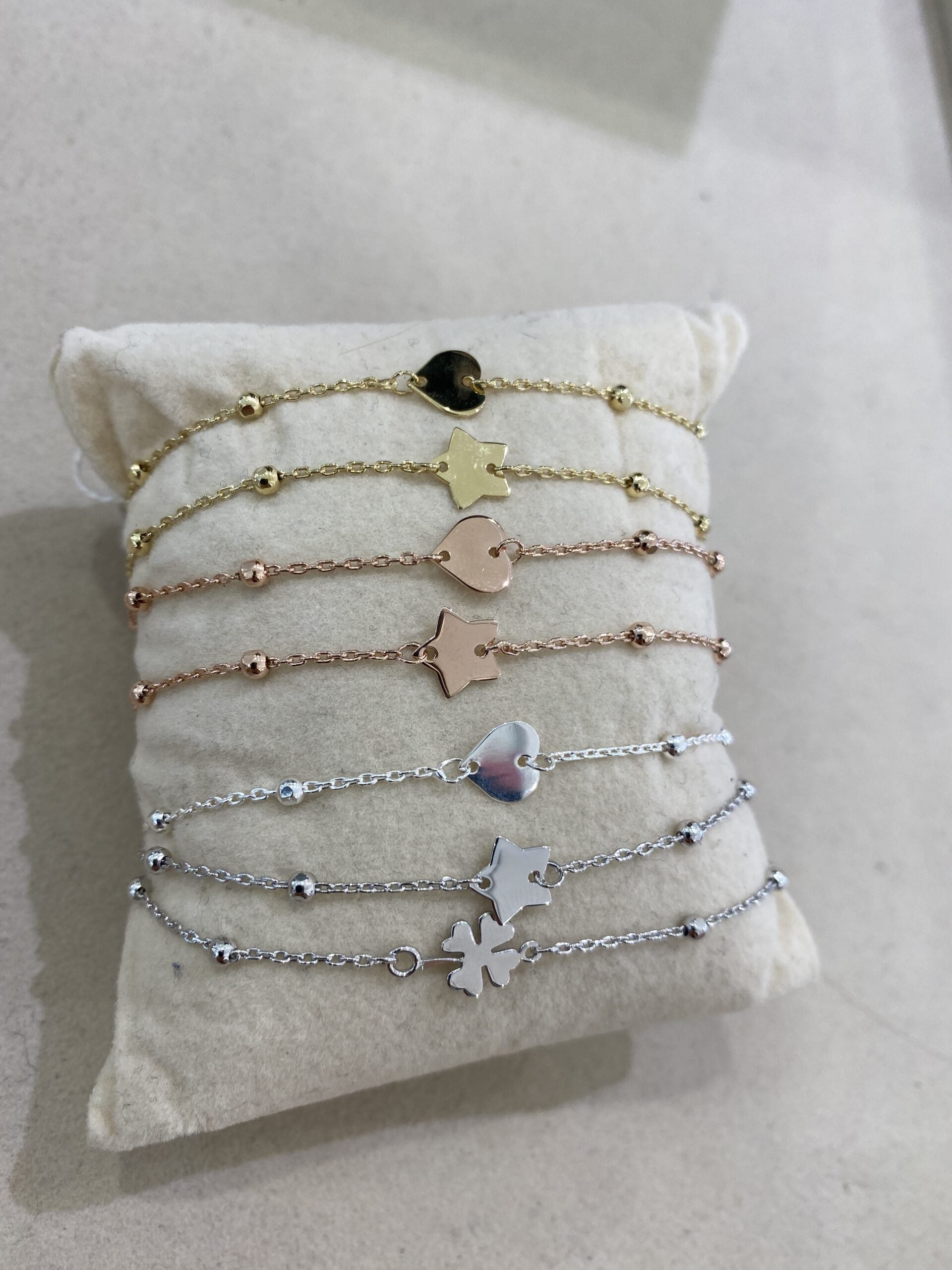 Bracciale rosario e stella o cuore o quadrifoglio passante