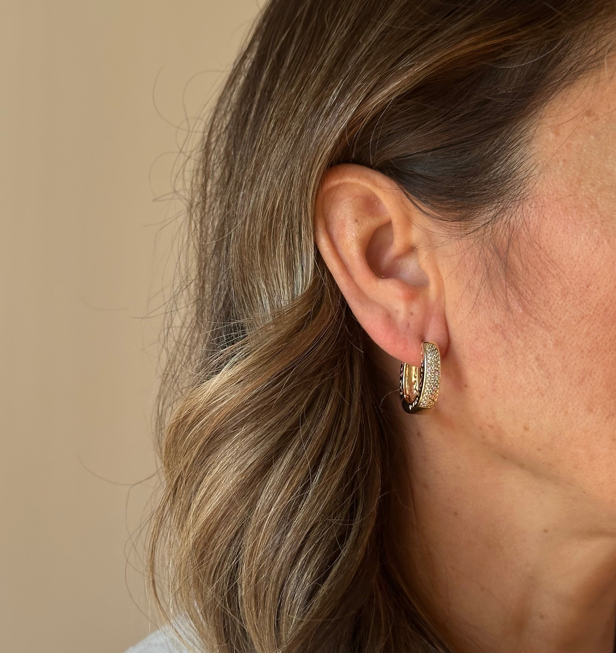 Cerchietti a scatto zirconi brass