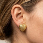 Orecchini a lobo cuore diamantato brass