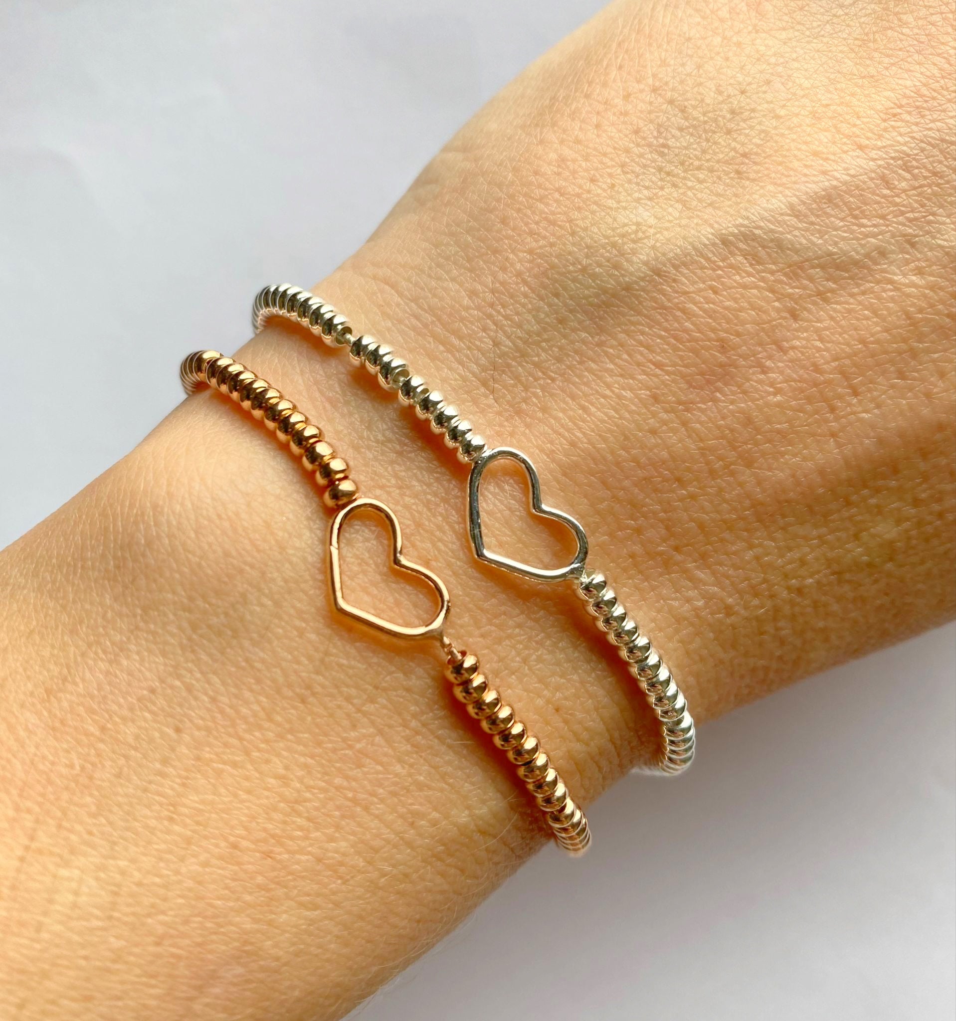 Bracciale rondelle e cuore piccolo o medio