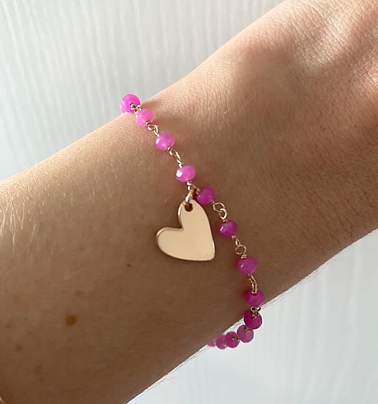 Bracciale catena cristalli e cuore allungato