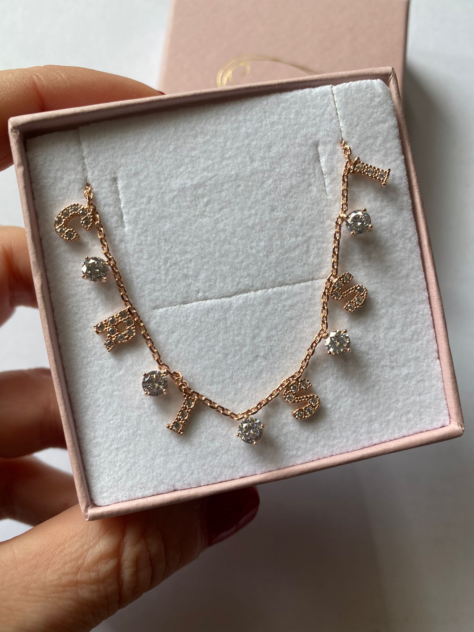 Collana amore personalizzabile lettere zirconi e punti luce bianchi o multicolor