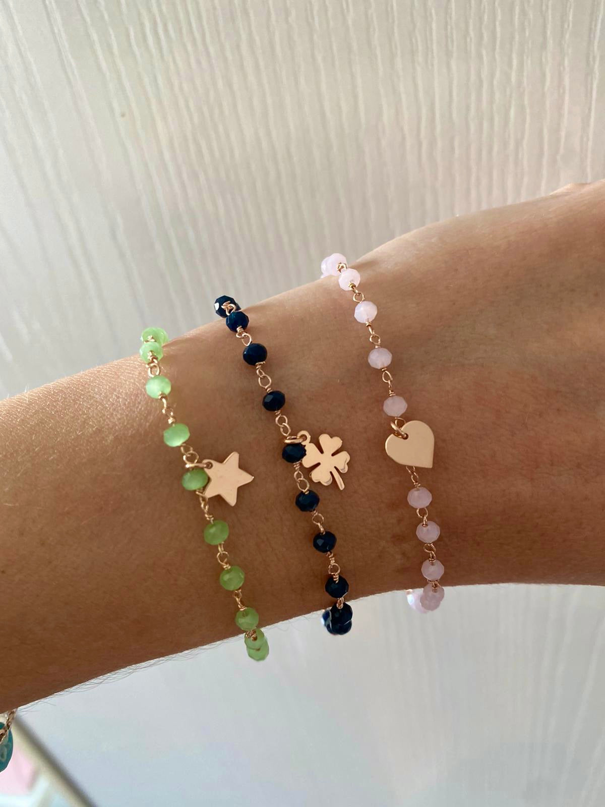 Bracciale catena cristalli e ciondolo lastra