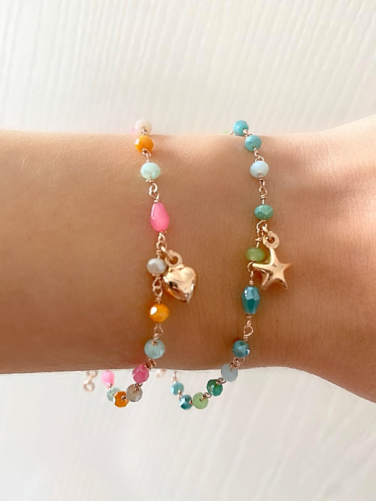 Bracciale catena cristalli e ciondolo bombato