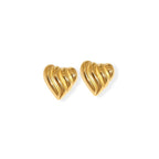 Orecchini cuore rigato brass