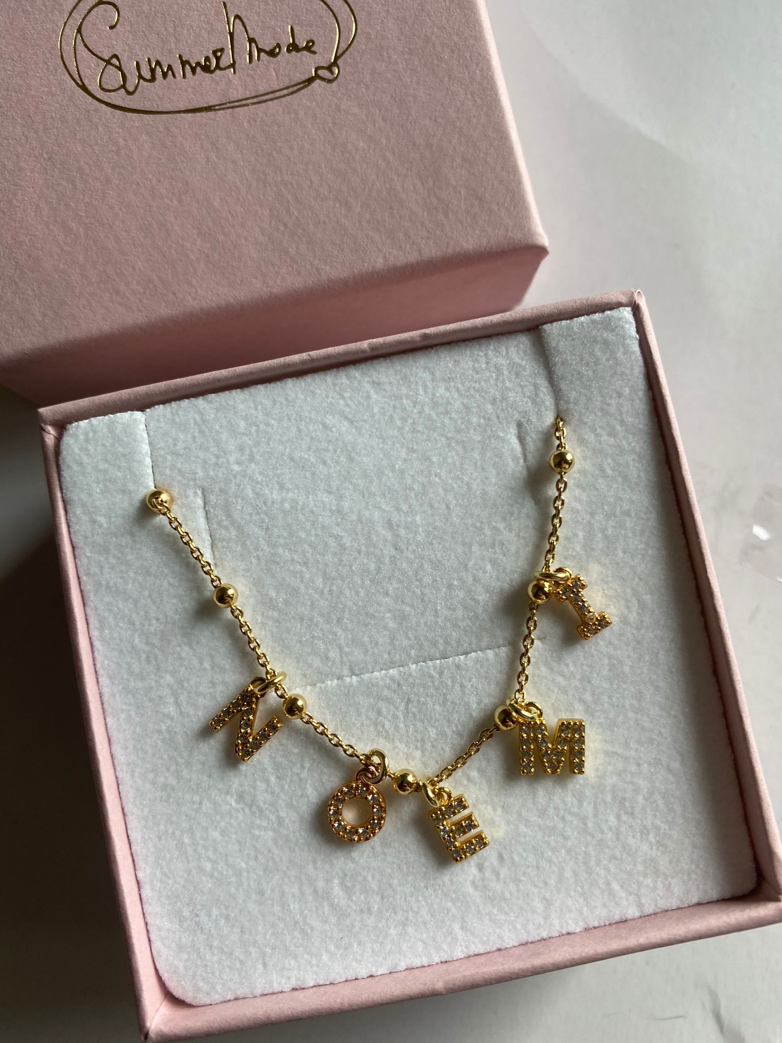 Collana rosario lettere zirconi personalizzabile