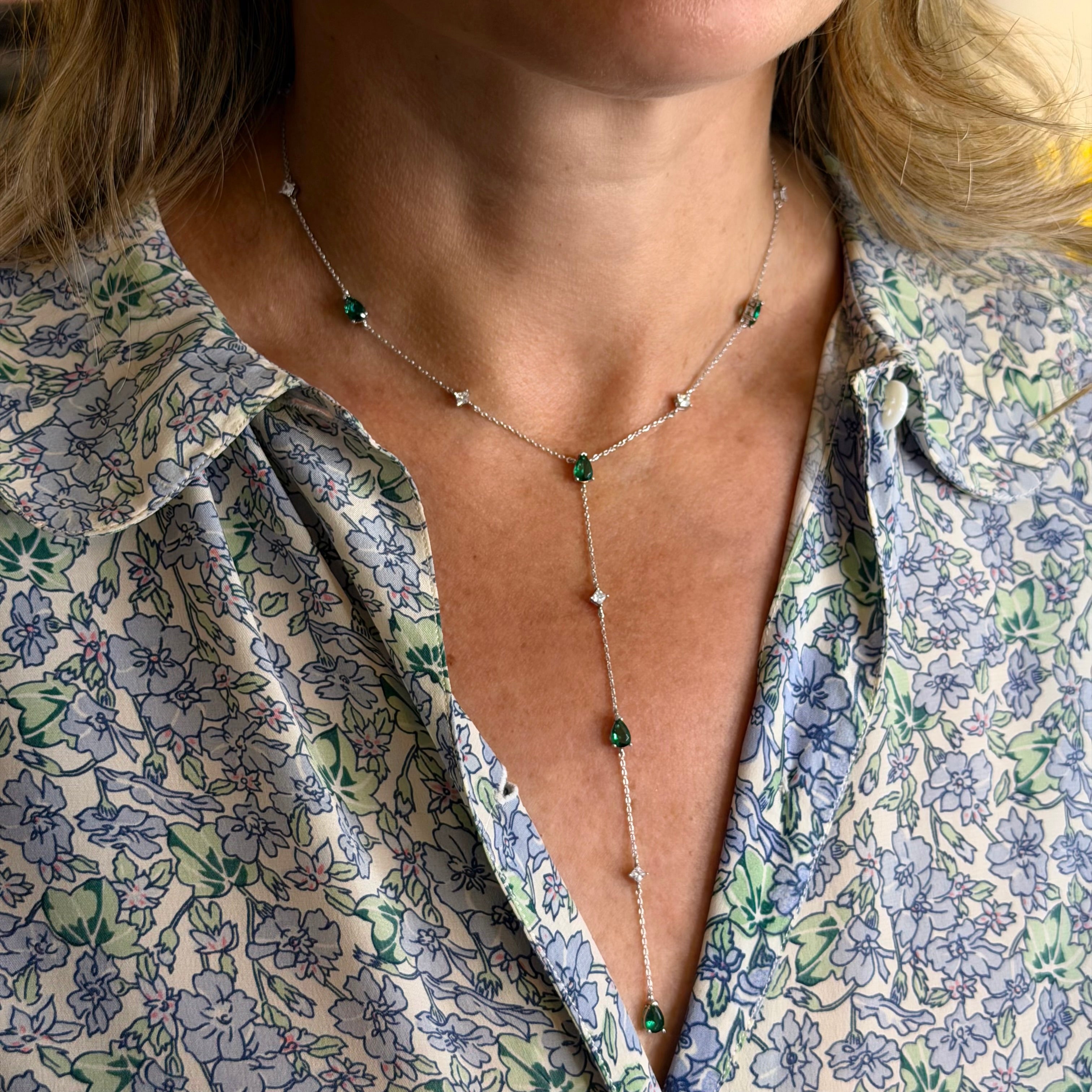 Collana tie zirconi a goccia Brass Luxury