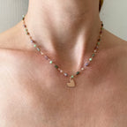 Collana cristalli cuore piastra stilizzato o altro ciondolo
