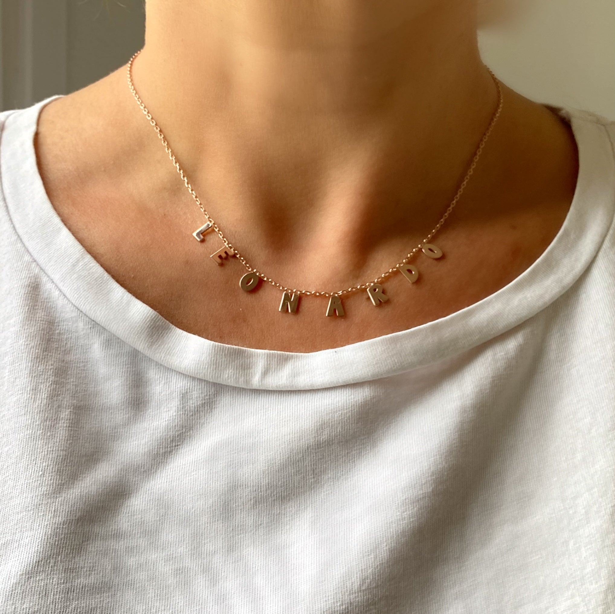Collana nome singola o doppia lettere lisce