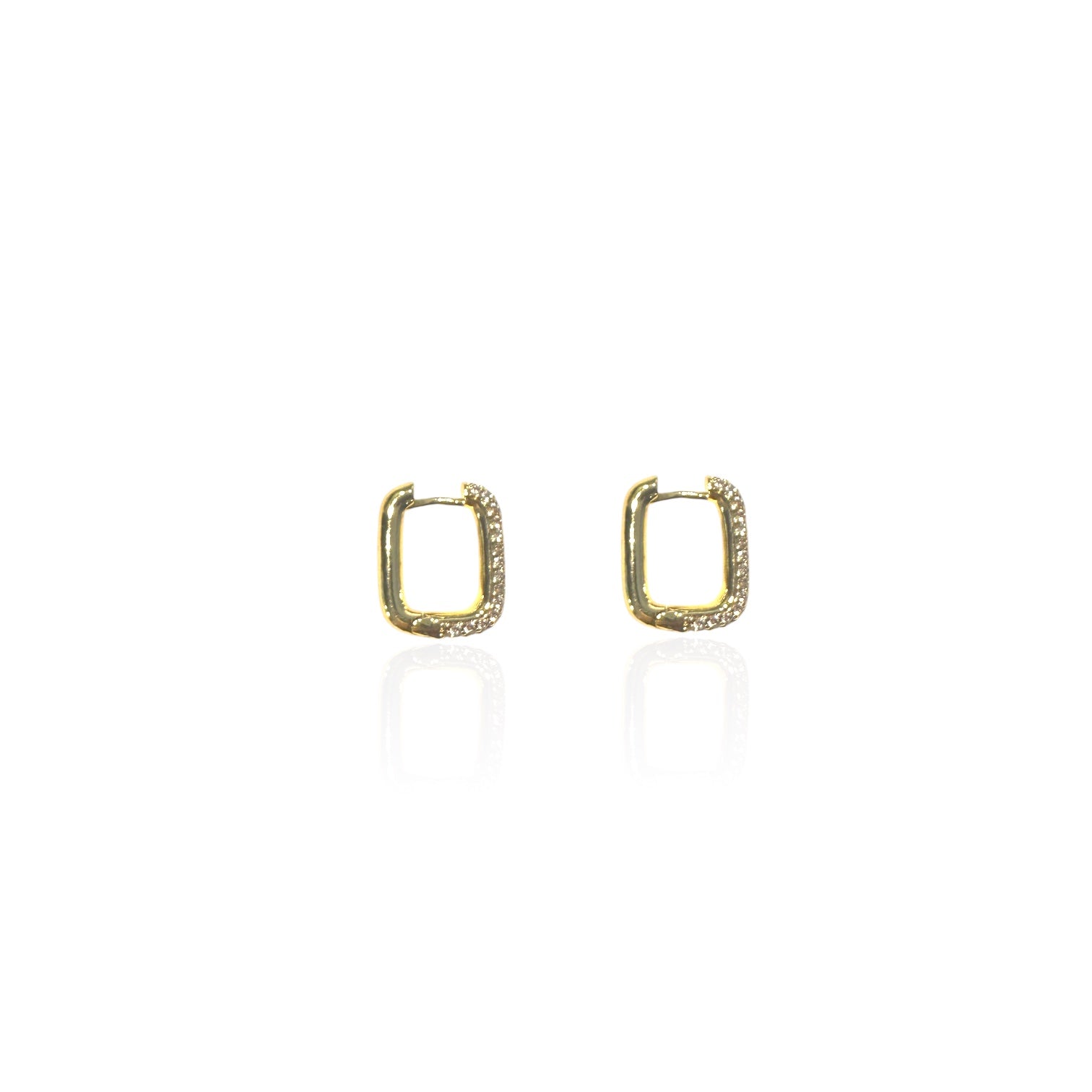 Orecchini rettangolo zirconi brass