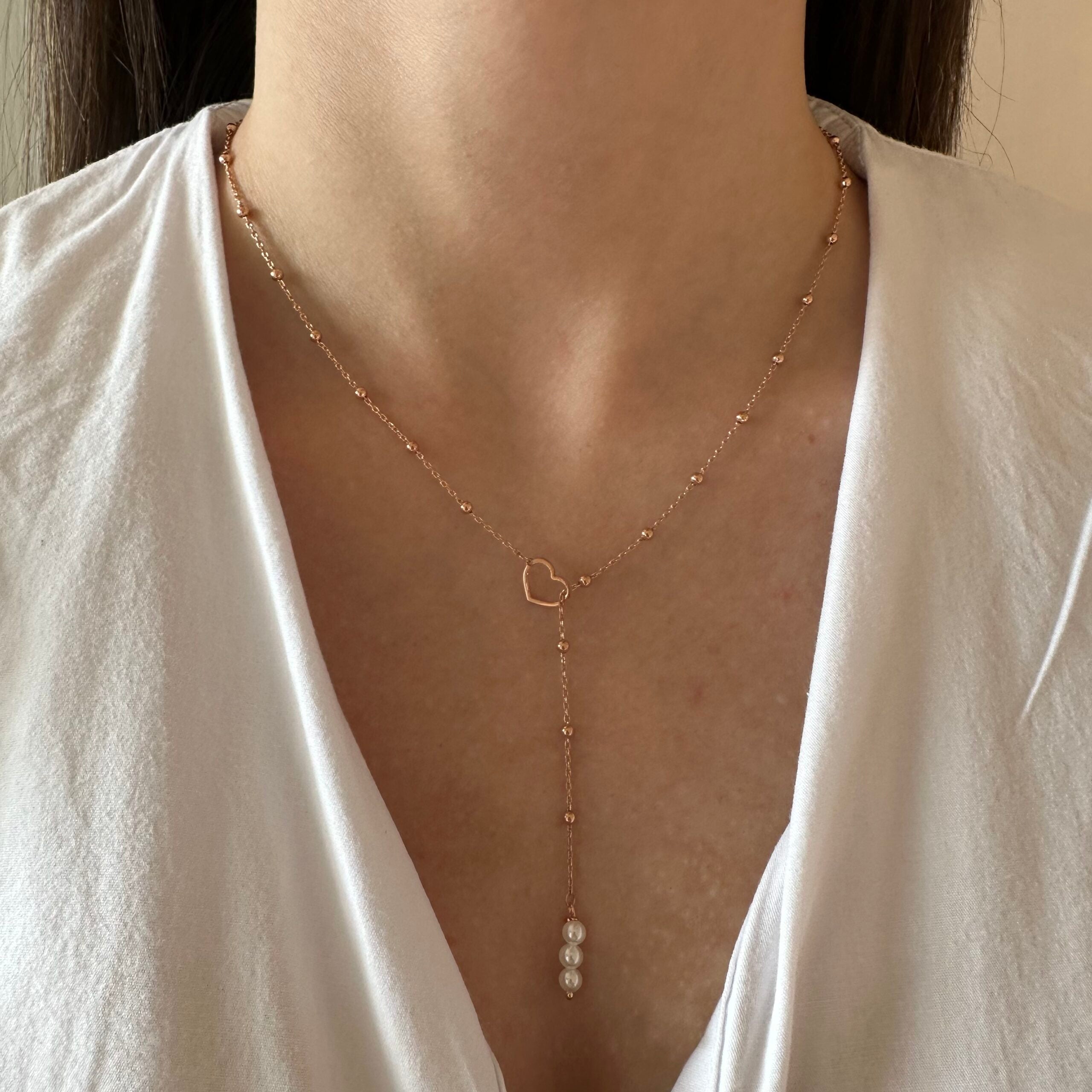 Collana rosarietto cuore e perline