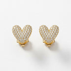 Orecchini mini cuore bombato zirconi brass