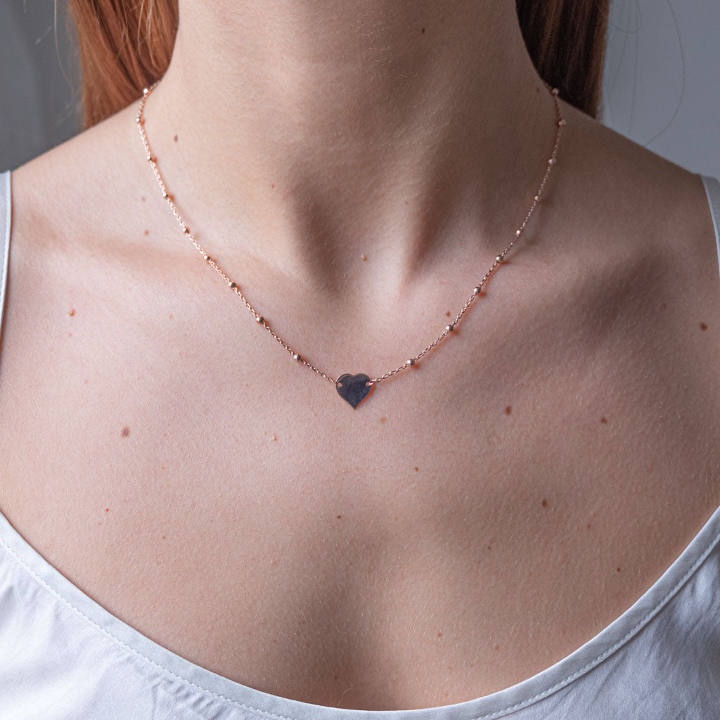 Collana rosario e cuore passante semplice o personalizzabile