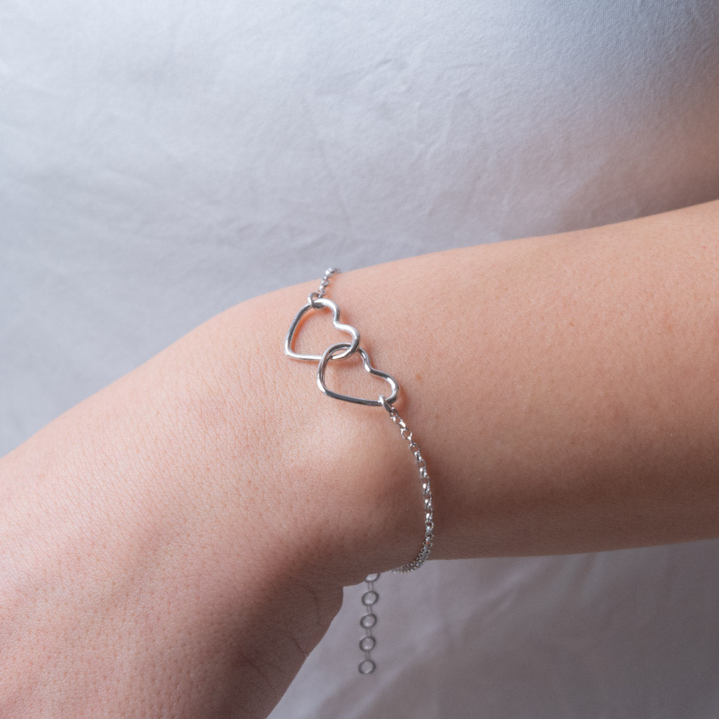 Bracciale catena cuore solidale doppio