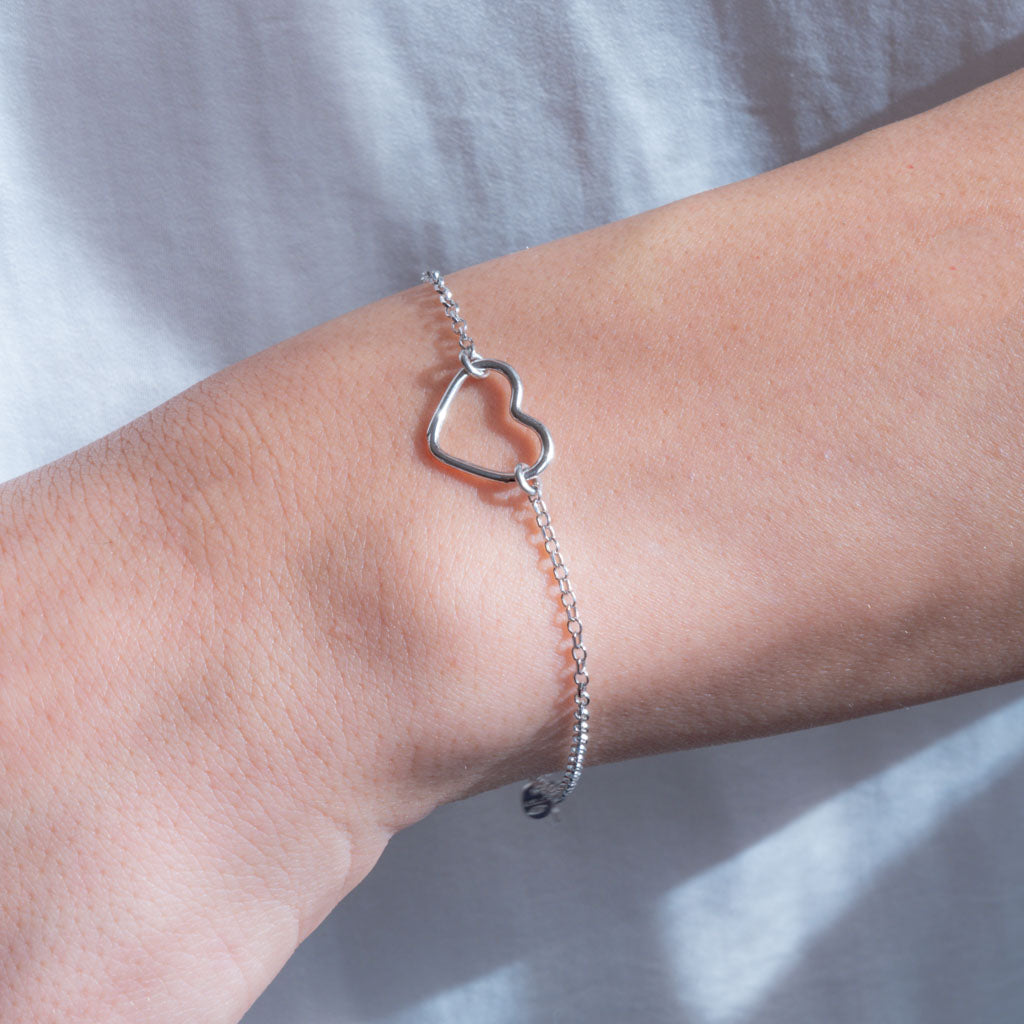 Bracciale cuore solidale catena liscia