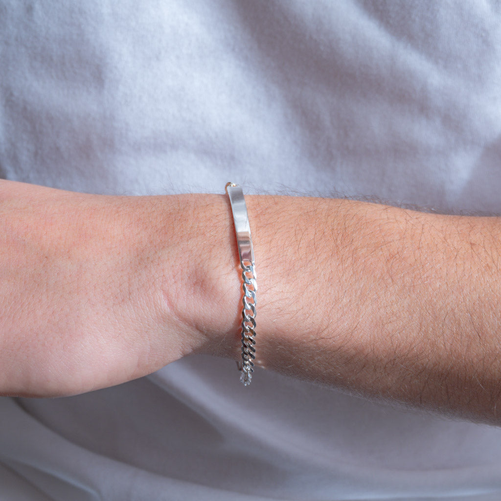 Bracciale uomo catena groumette e lastra passante