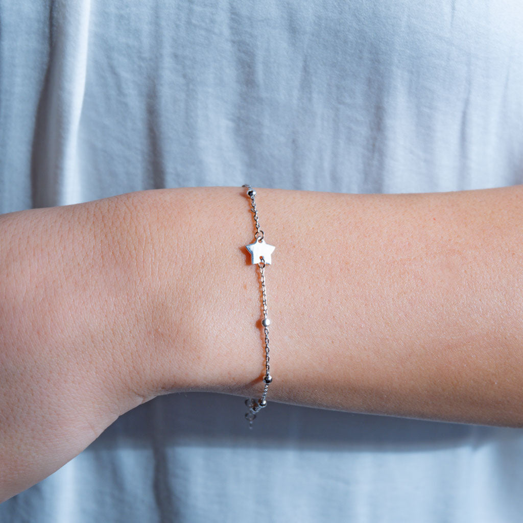 Bracciale rosario e stella o cuore o quadrifoglio passante