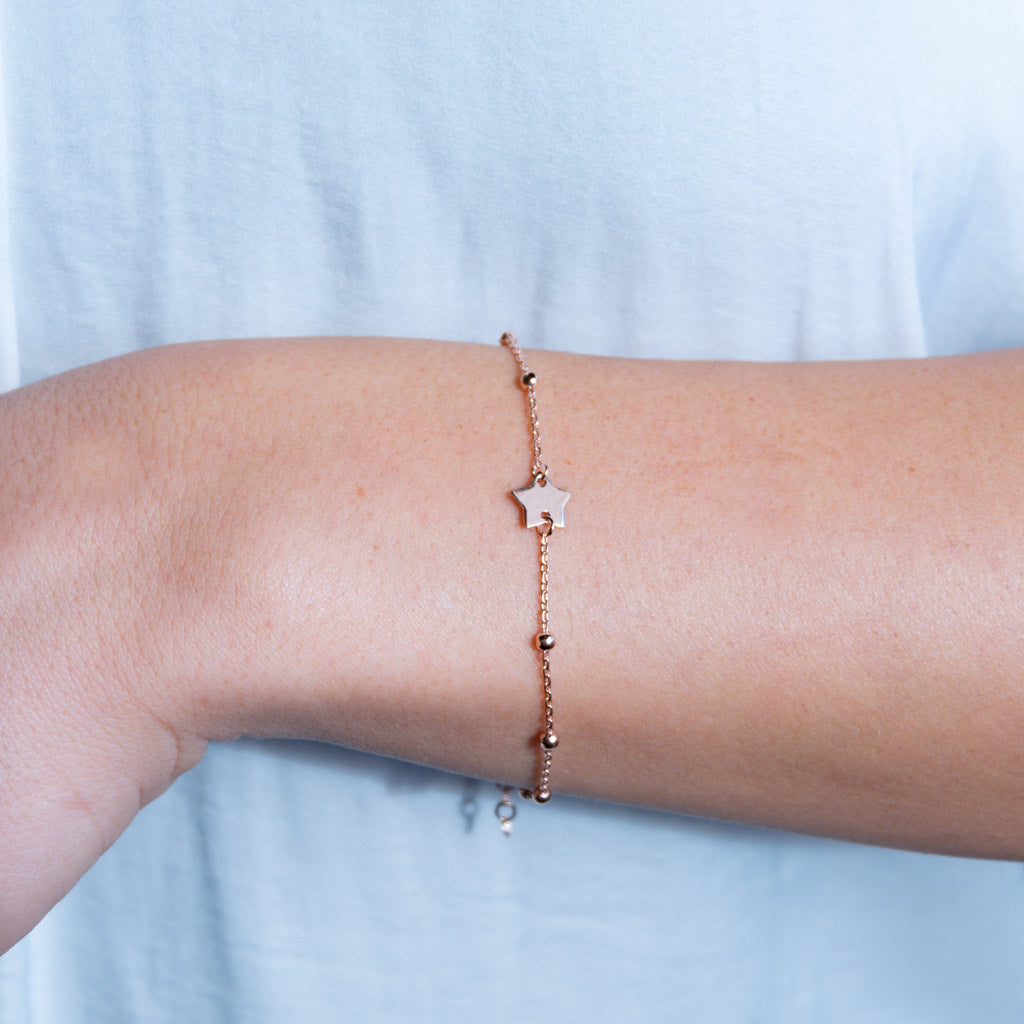 Bracciale rosario e stella o cuore o quadrifoglio passante