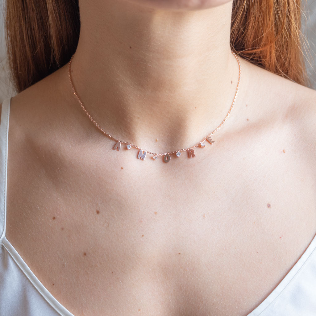 Collana amore personalizzabile lettere lisce