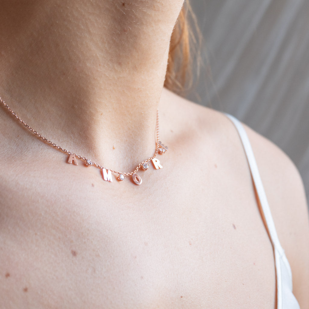Collana amore personalizzabile lettere lisce