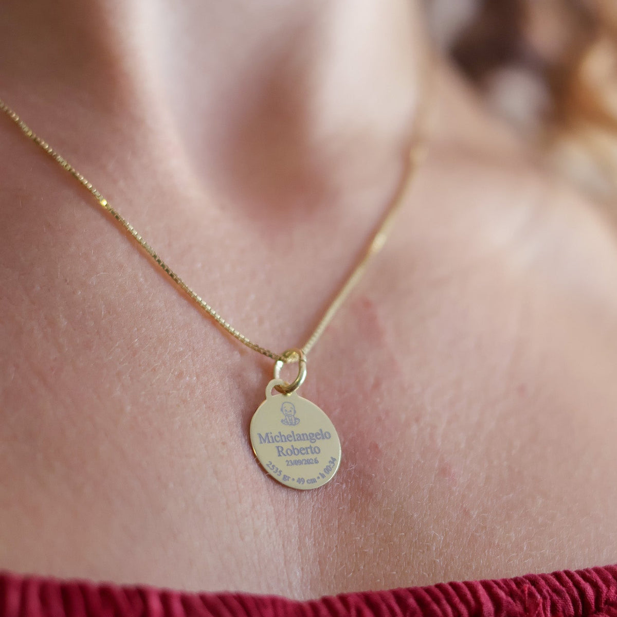 Collana cuore o medaglia incisione personalizzata o nascita