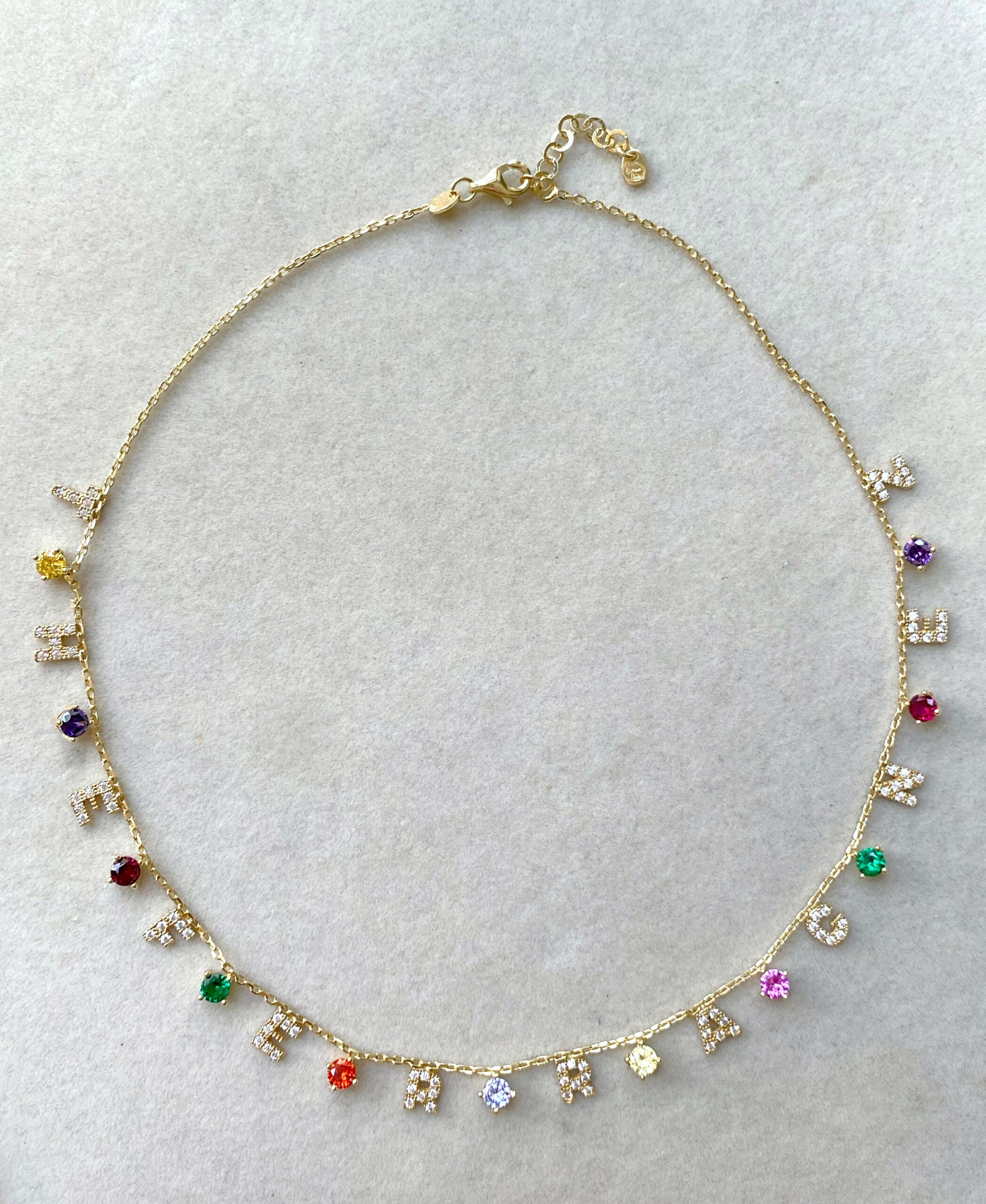 Collana amore personalizzabile lettere zirconi e punti luce bianchi o multicolor