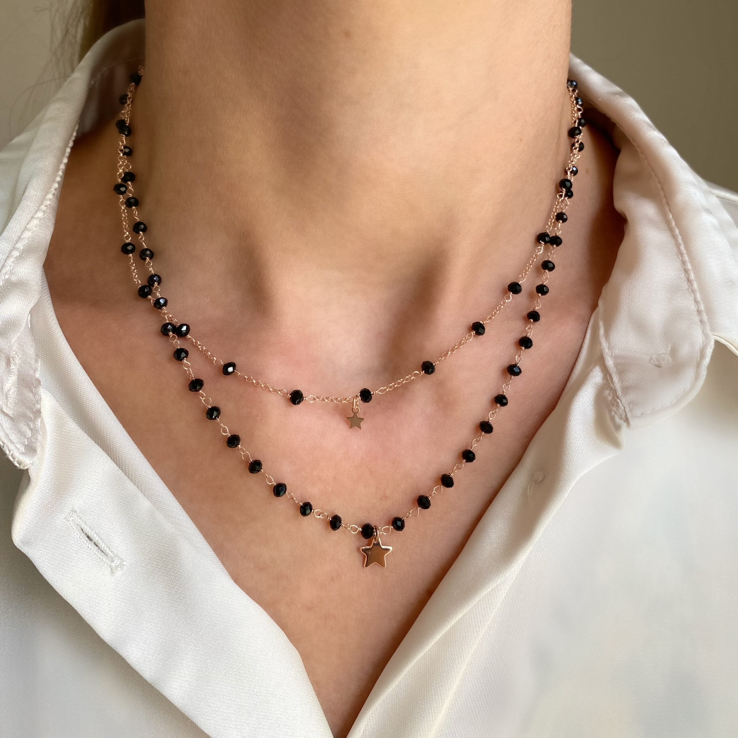 Girocollo doppio cristalli colorati e stelle