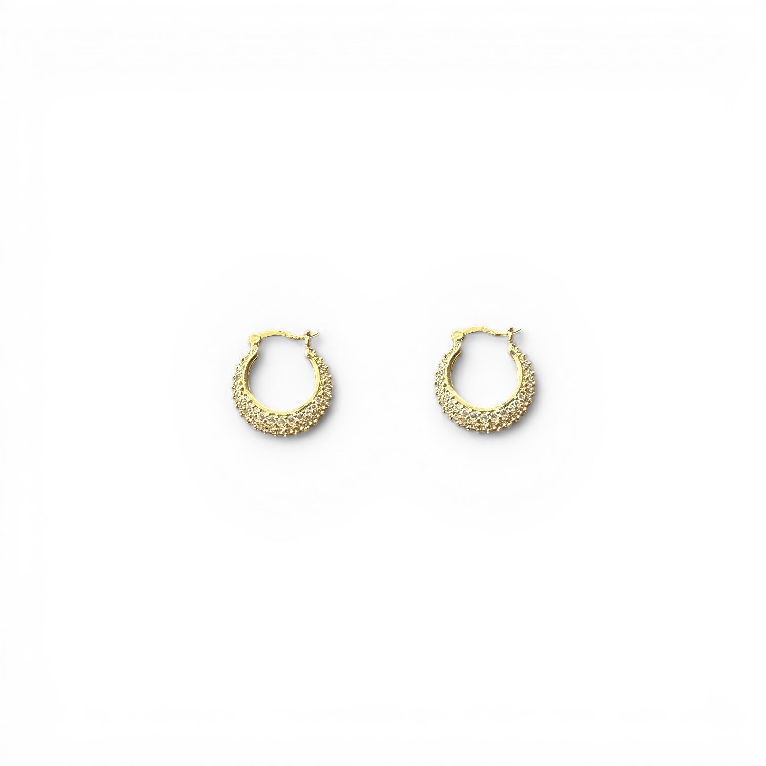 Orecchini cerchi bombati con zirconi brass