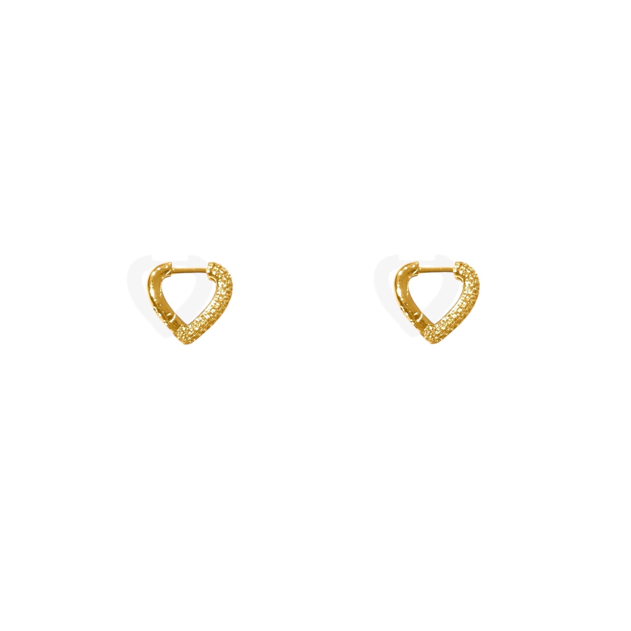 Orecchini a scatto cuori zirconi brass luxury