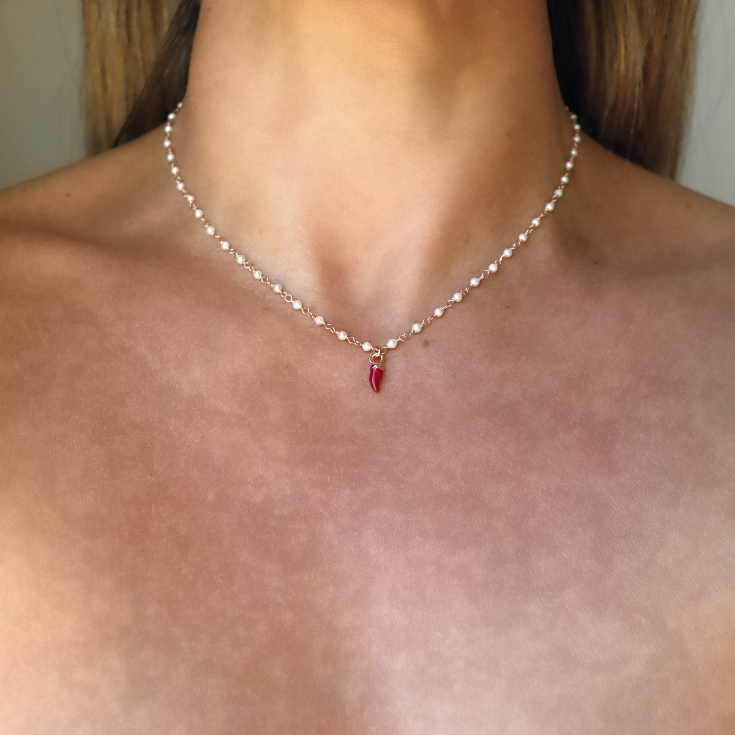Collana cristalli o perline cornetto mini