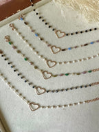 Bracciale catena cristalli e cuore solidale