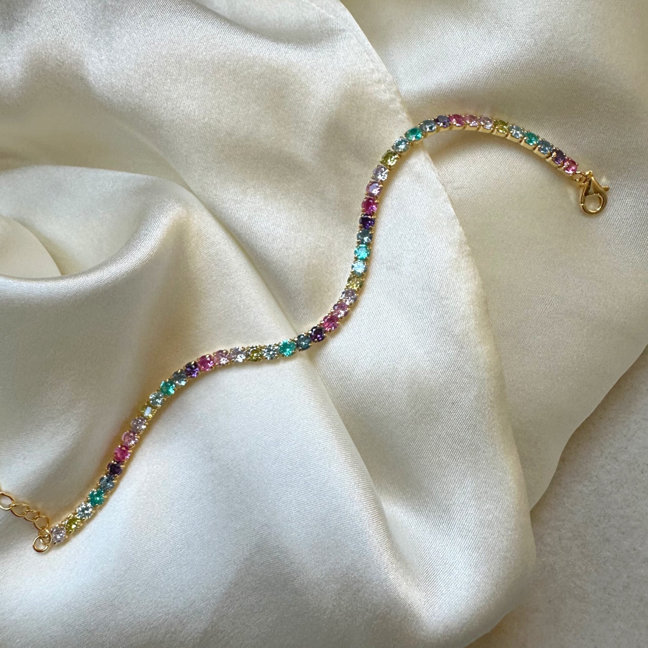 Bracciale tennis zirconi multicolor paraiba 3mm