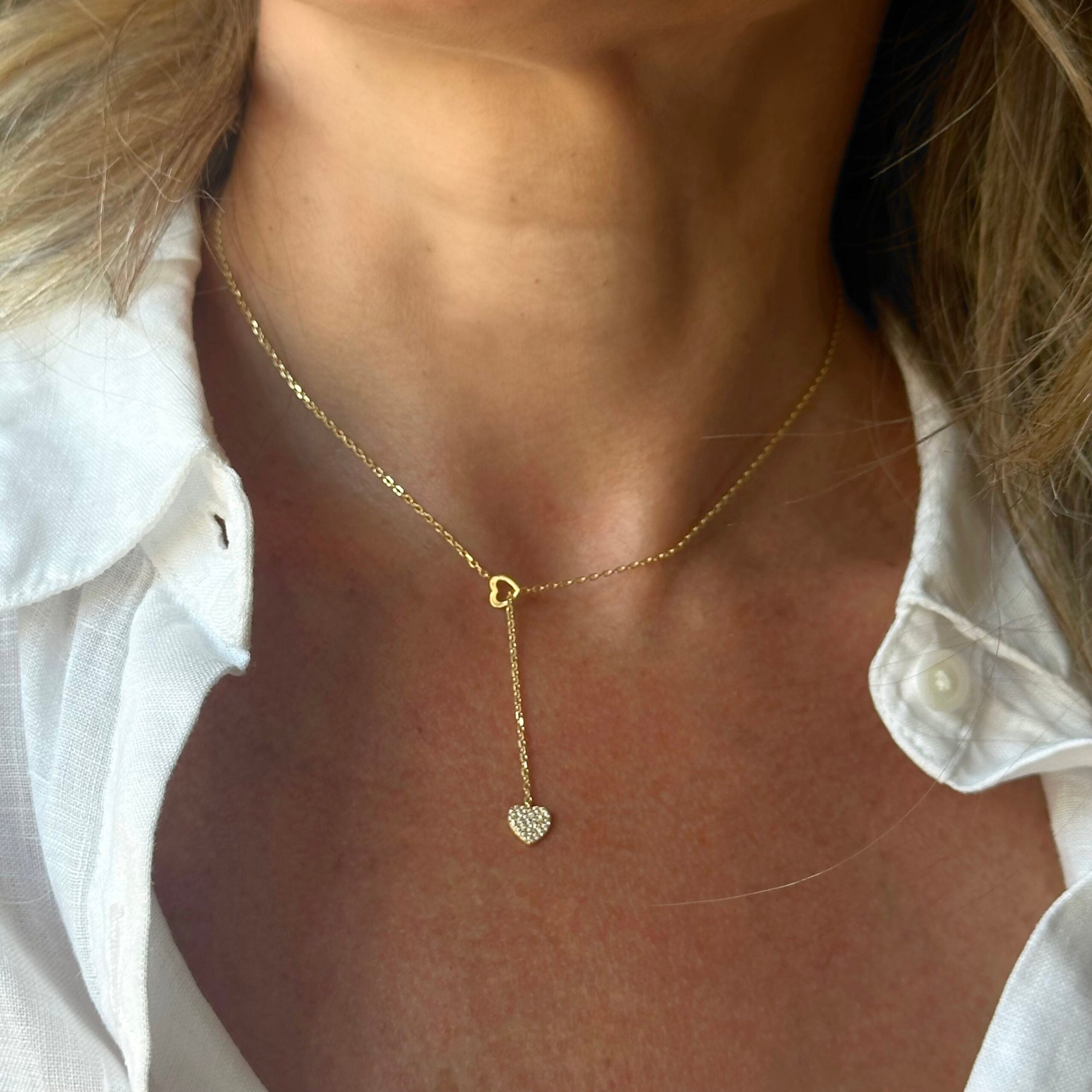 Collana incanto con cuore pavé di zirconi