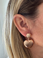 Orecchini a lobo bottone small cuore bombato big