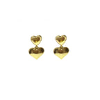 Orecchini cuore doppio pendente brass