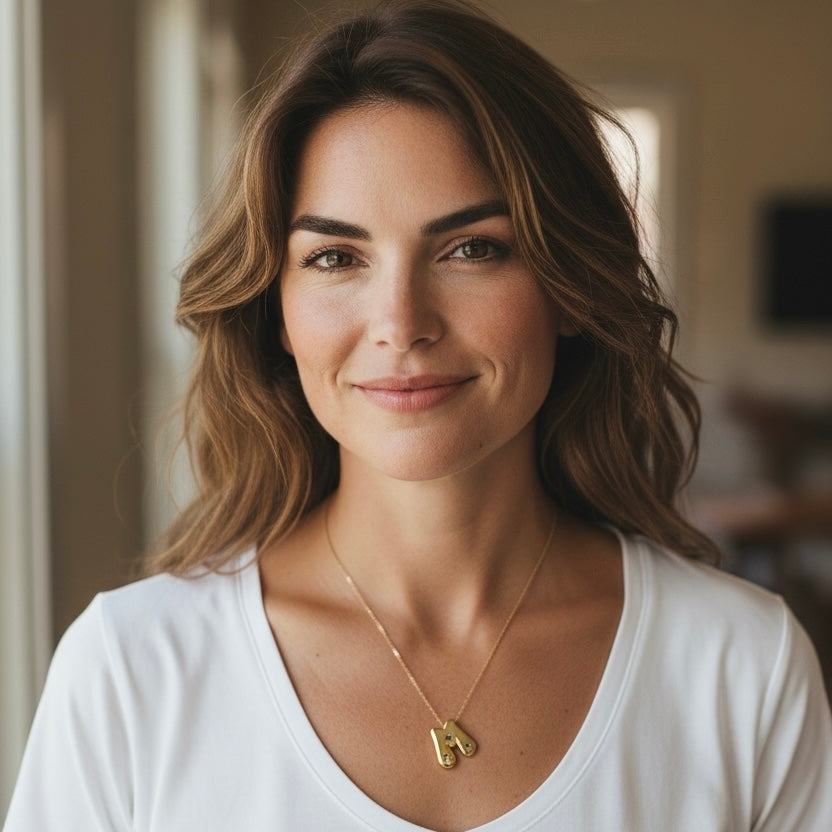 Collana lettera Bubble con zirconi