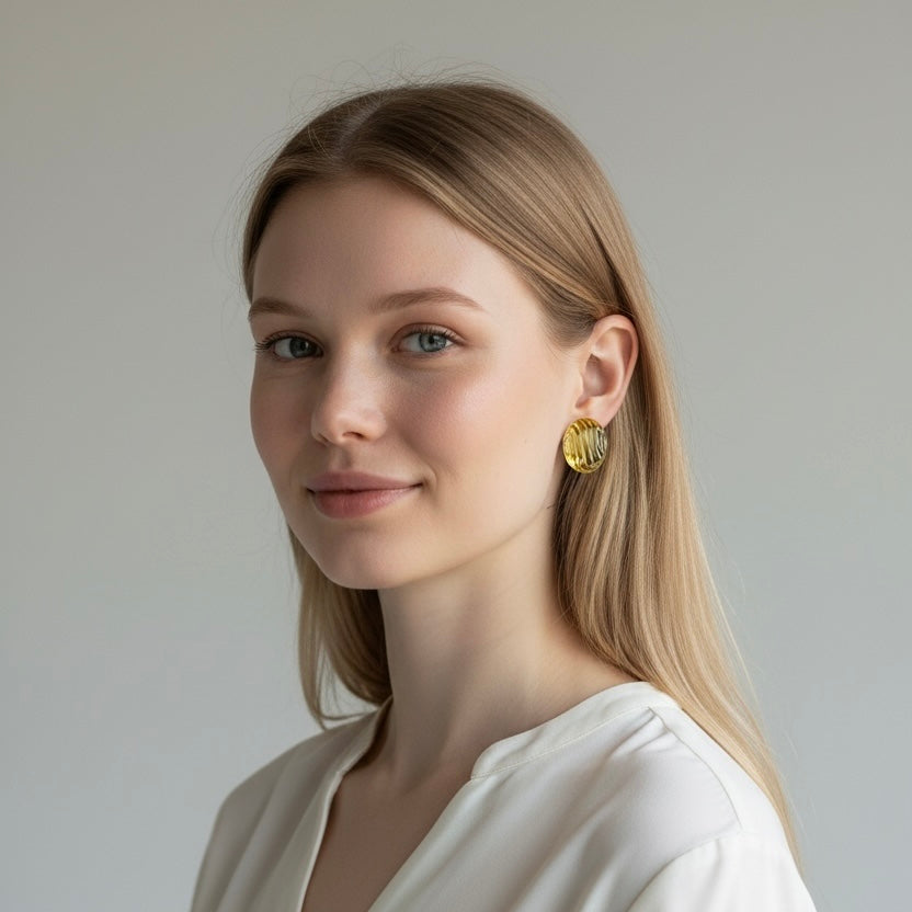 Orecchini toppe ovali ondulate brass