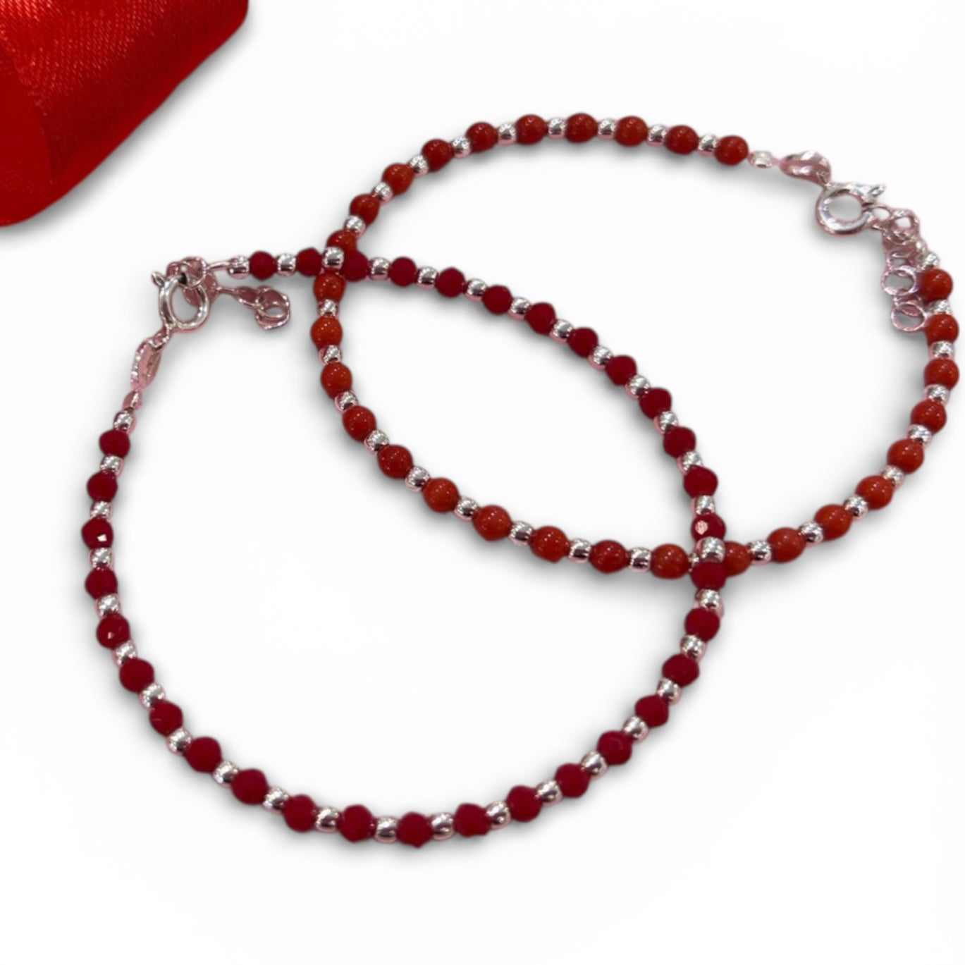 Bracciale bowls argento e corallo