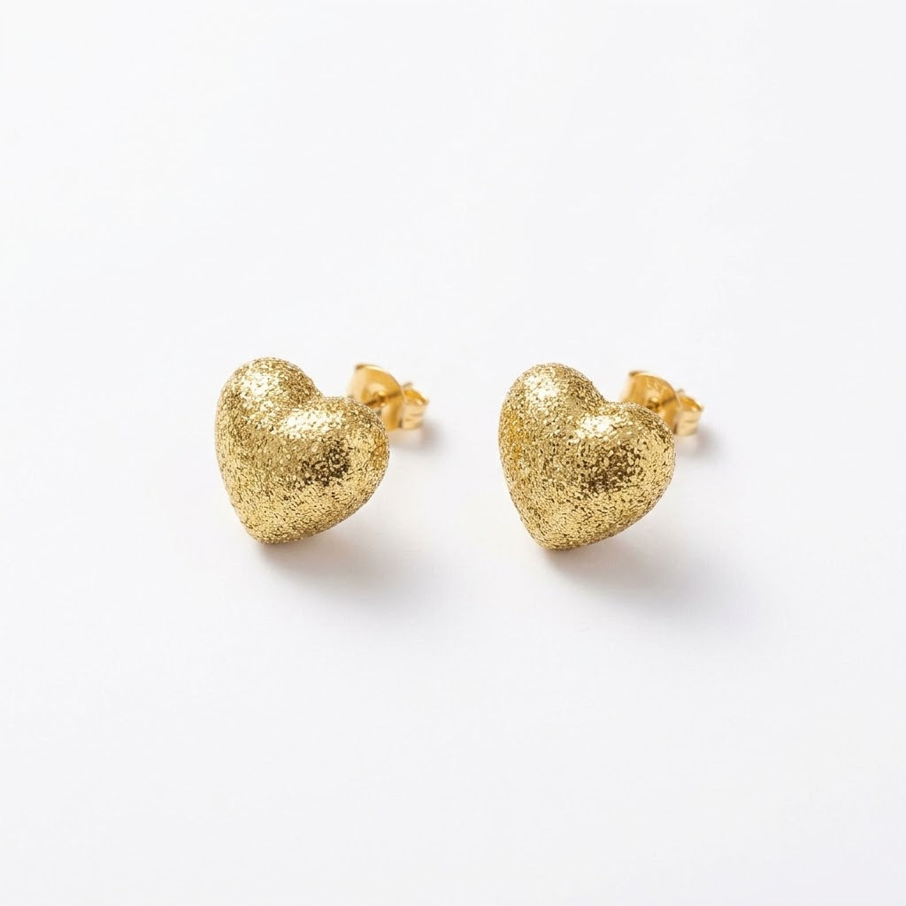 Orecchini a lobo cuore diamantato brass