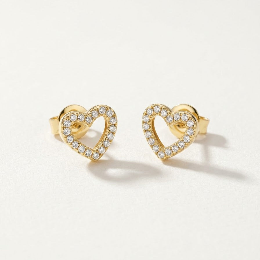 Lobini mini cuore profilo con zirconi brass