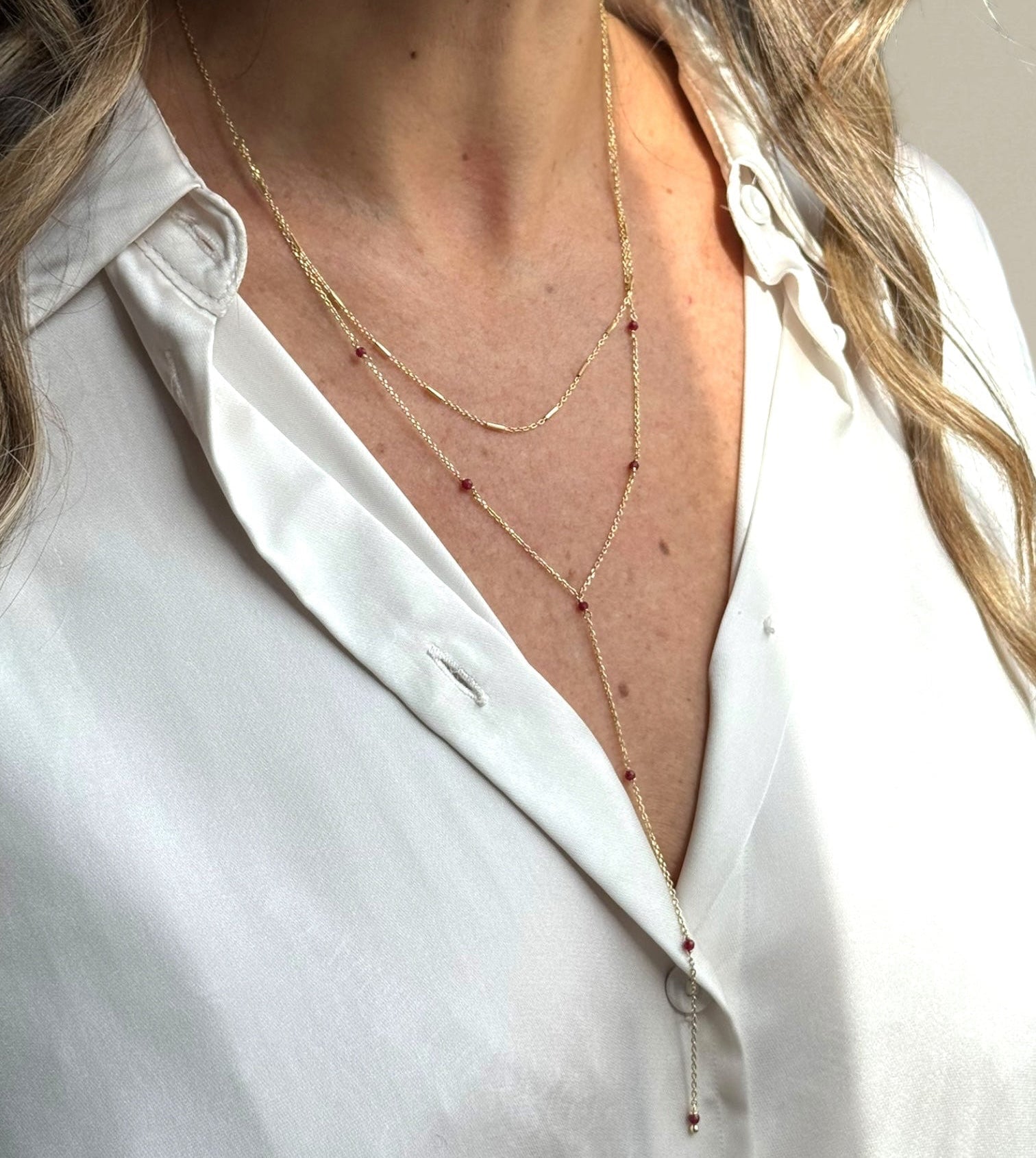 Collana tie barret microperline o cristalli