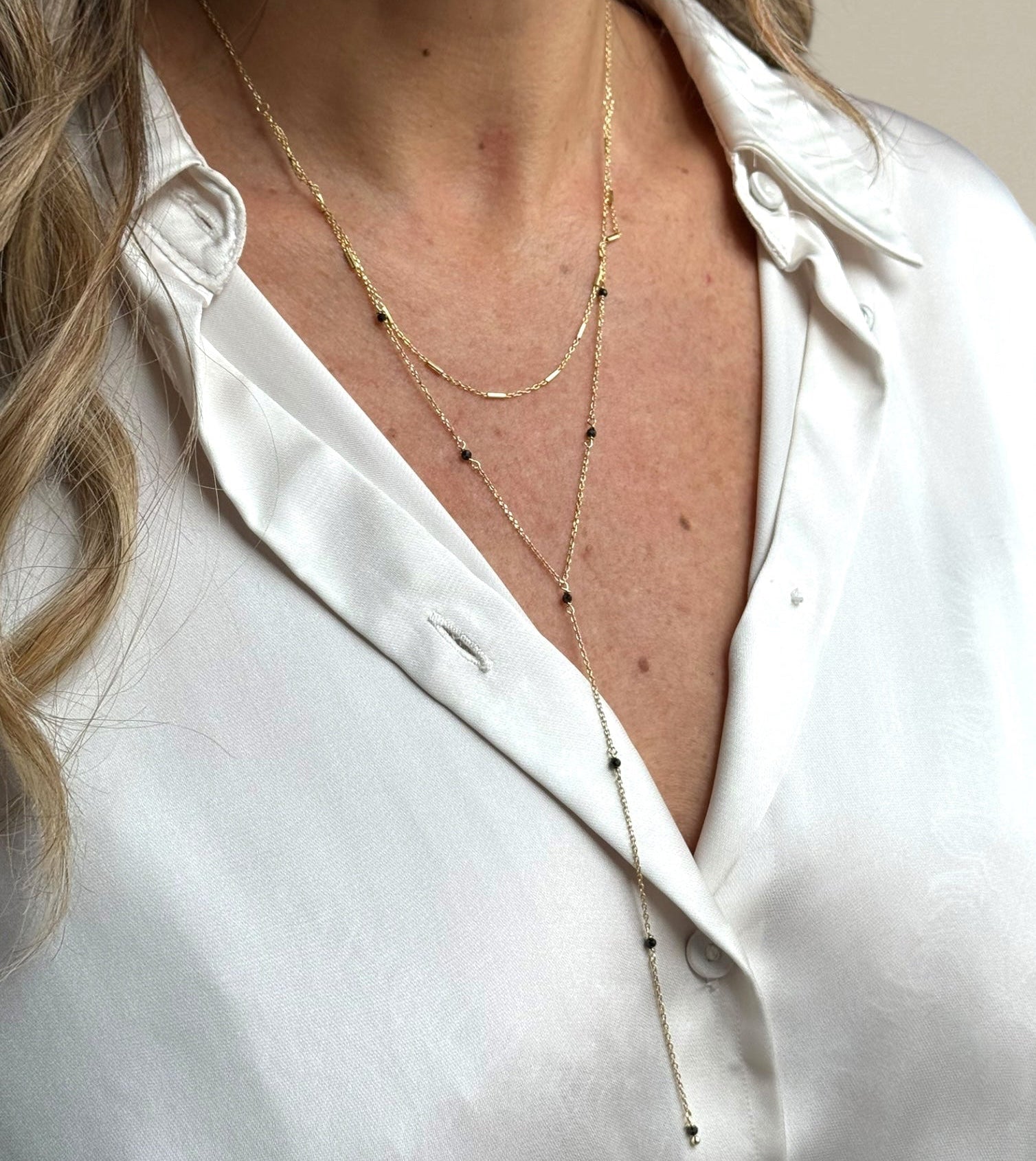 Collana tie barret microperline o cristalli