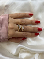 Anello cuore zirconi brass