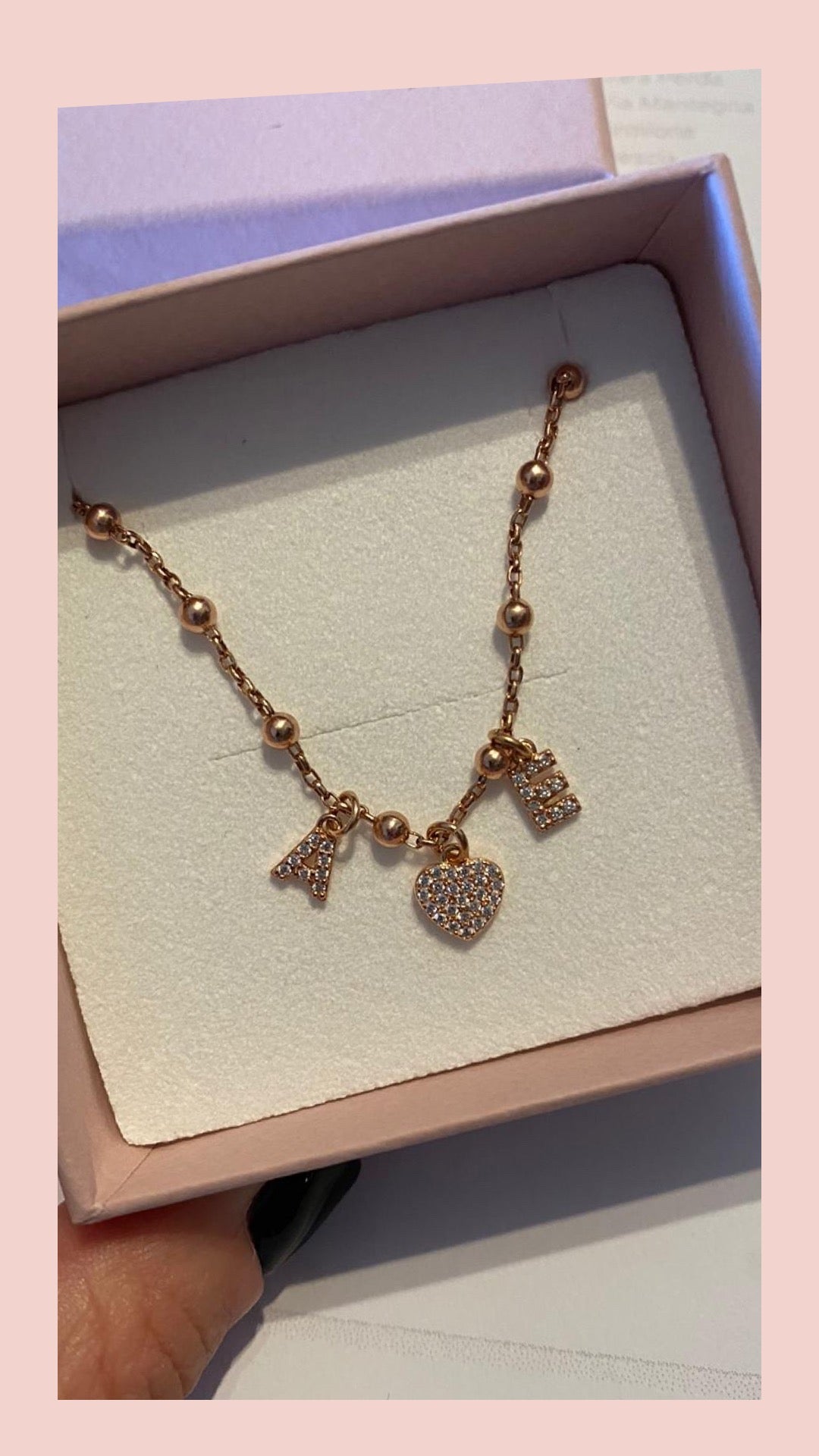 Collana rosario lettere zirconi personalizzabile